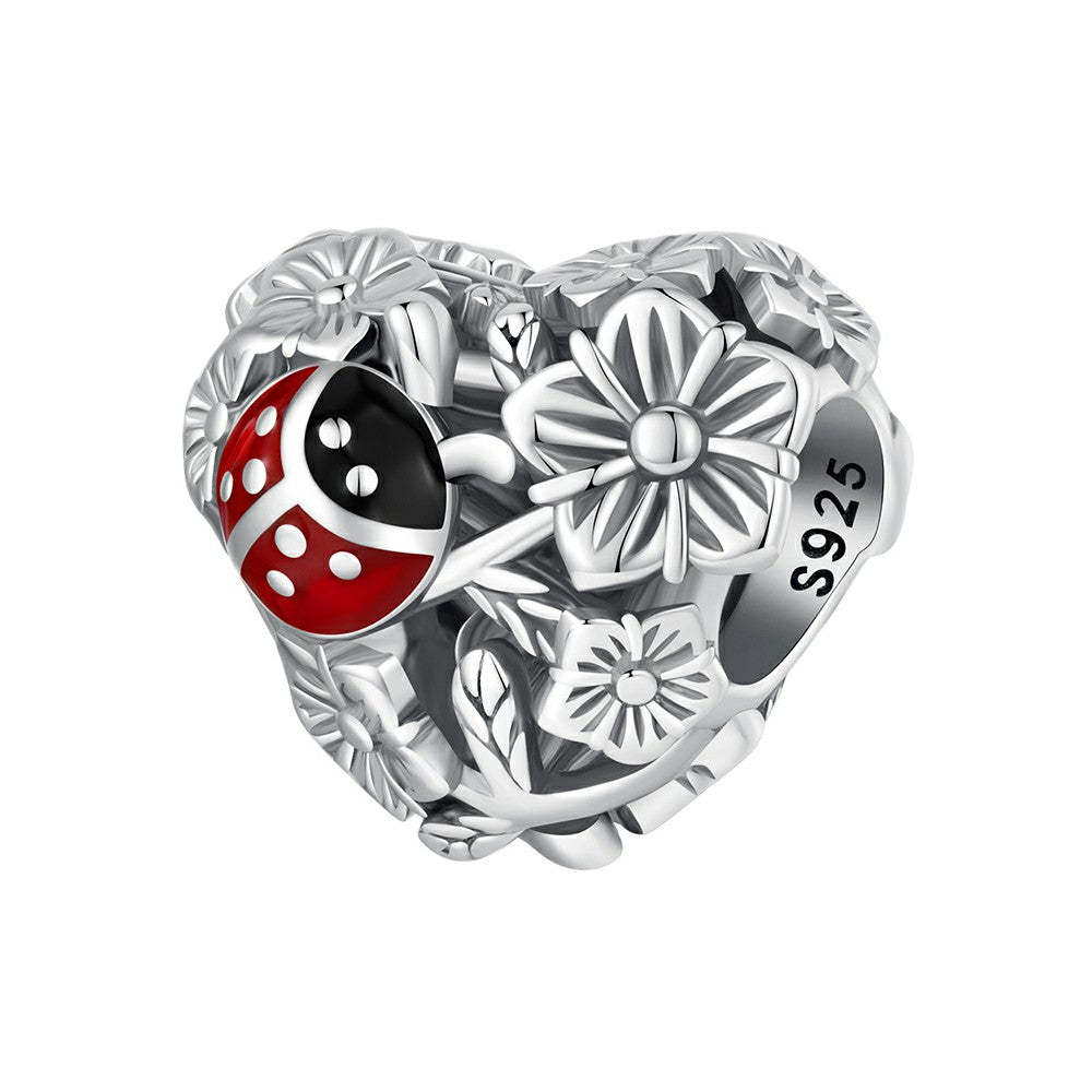 Ciondolo smaltato coccinelle portafortuna in argento sterling 925 dy1347