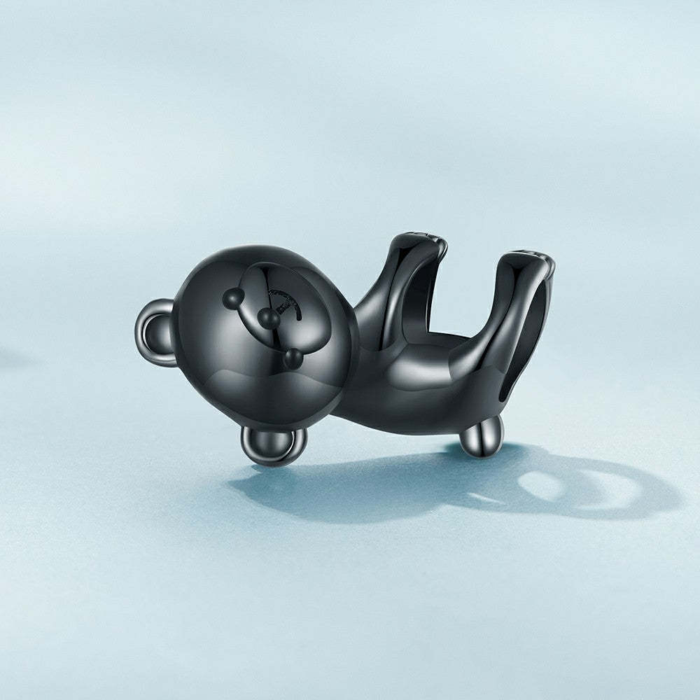 Ciondolo smaltato orso nero in argento sterling 925 dy1350