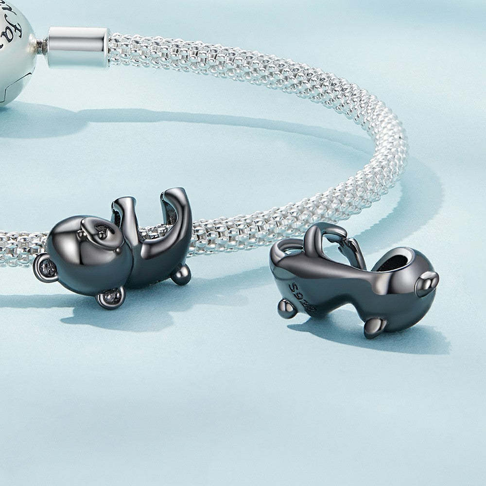 Ciondolo smaltato orso nero in argento sterling 925 dy1350