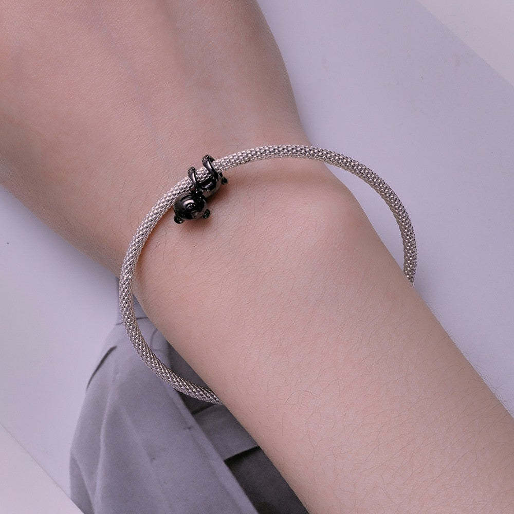 Ciondolo smaltato orso nero in argento sterling 925 dy1350