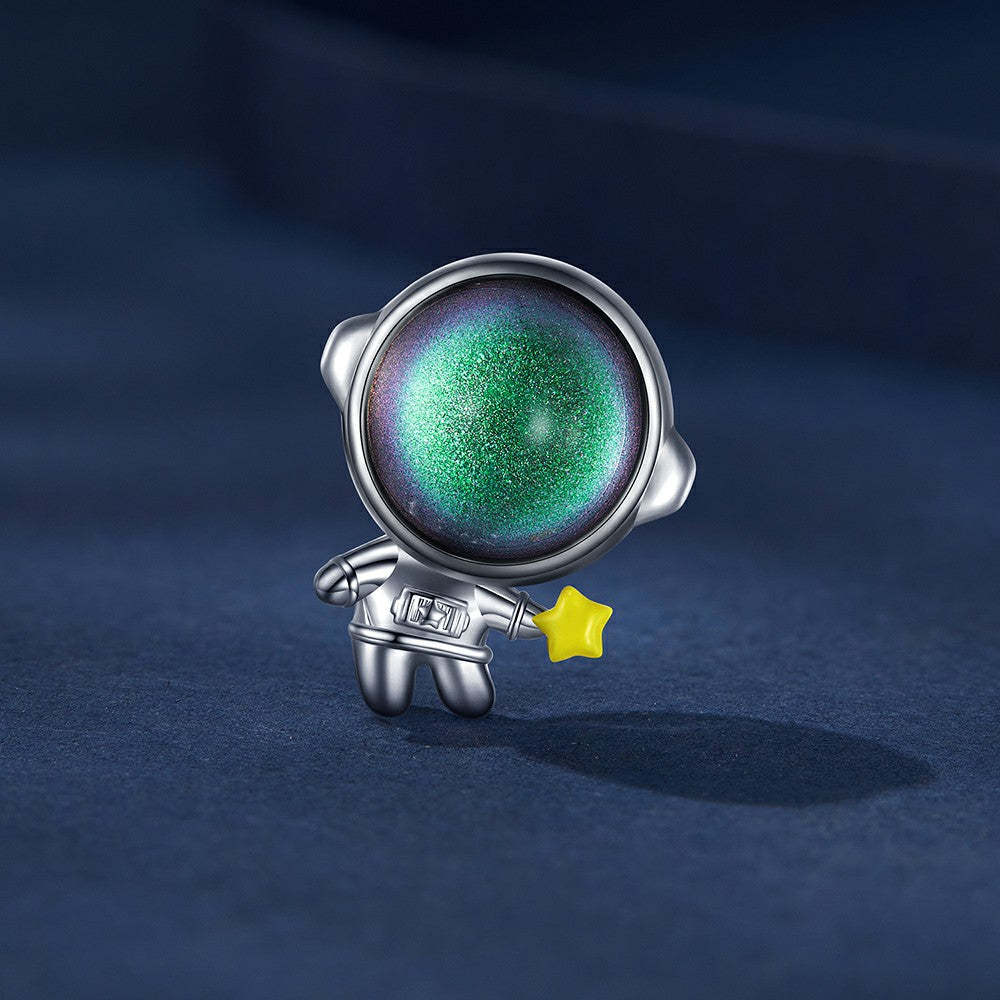 Ciondolo smaltato spaziale astronauta in argento sterling 925 dy1355