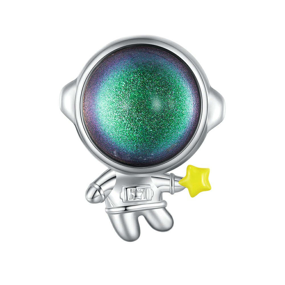 Ciondolo smaltato spaziale astronauta in argento sterling 925 dy1355