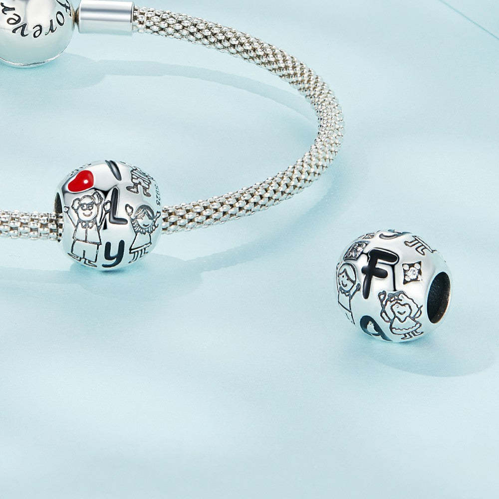 Ciondolo smaltato Love Family in argento sterling 925 dy1358