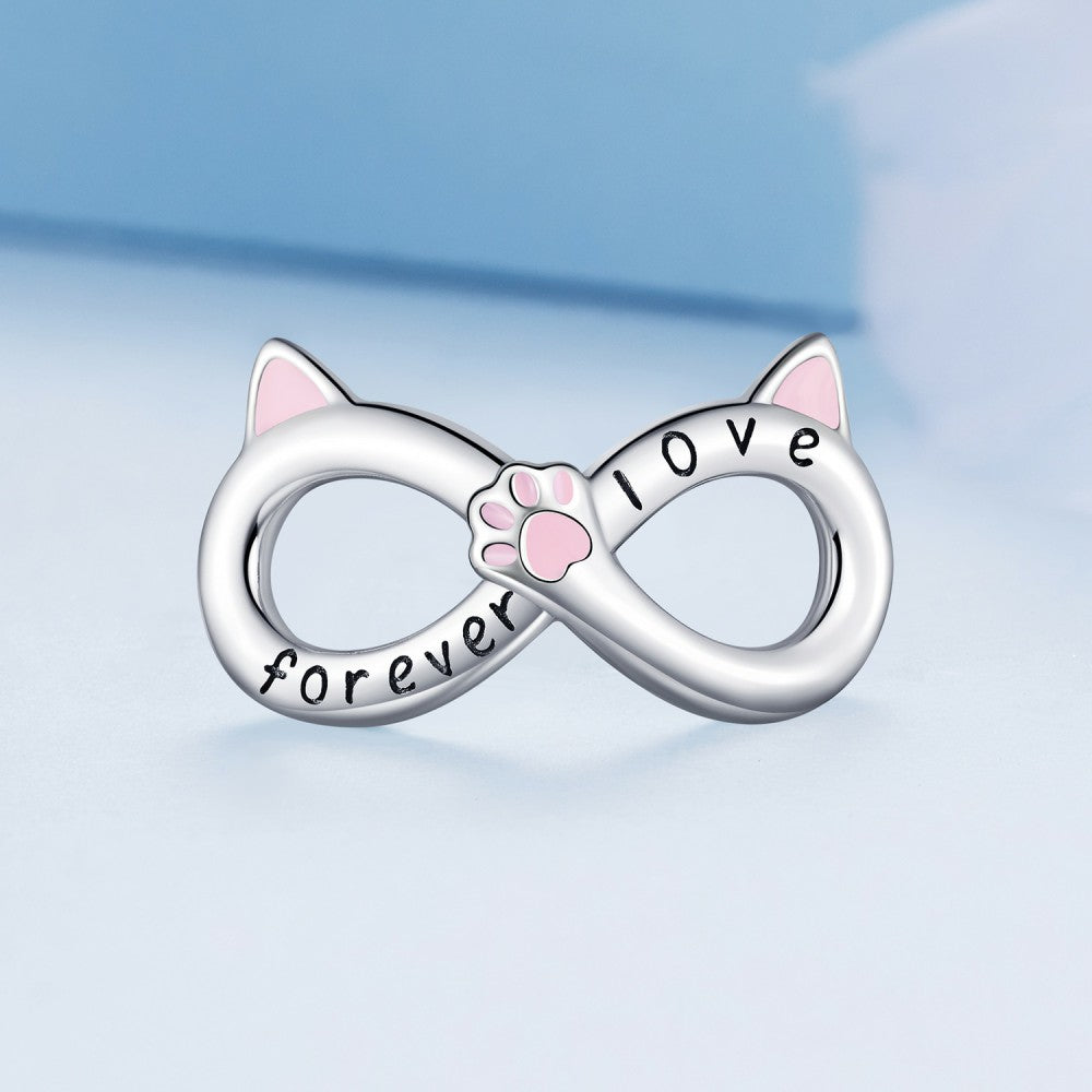 Ciondolo smaltato con gatti infiniti, regalo in argento sterling 925 per gli amanti degli animali domestici dy1360