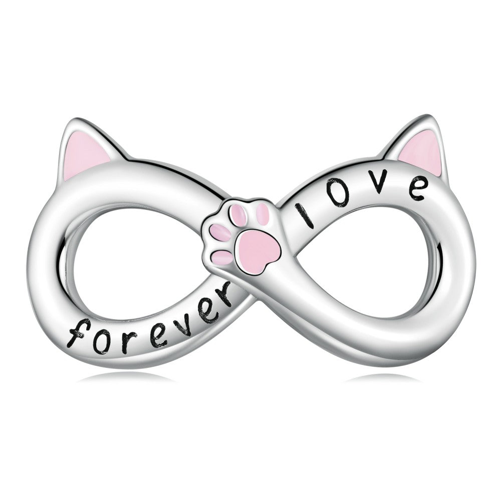 Ciondolo smaltato con gatti infiniti, regalo in argento sterling 925 per gli amanti degli animali domestici dy1360