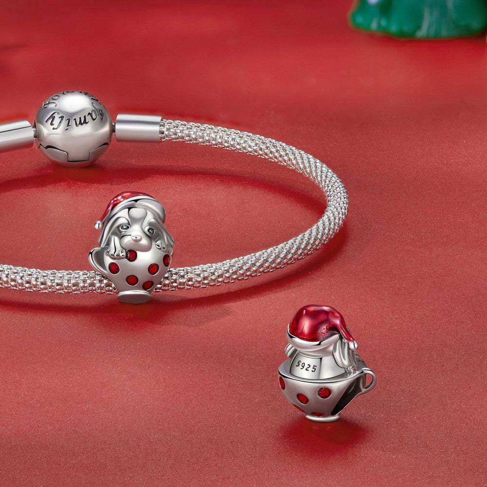Ciondolo smaltato a forma di tazza da tè, regalo in argento sterling 925 per gli amanti degli animali dy1369
