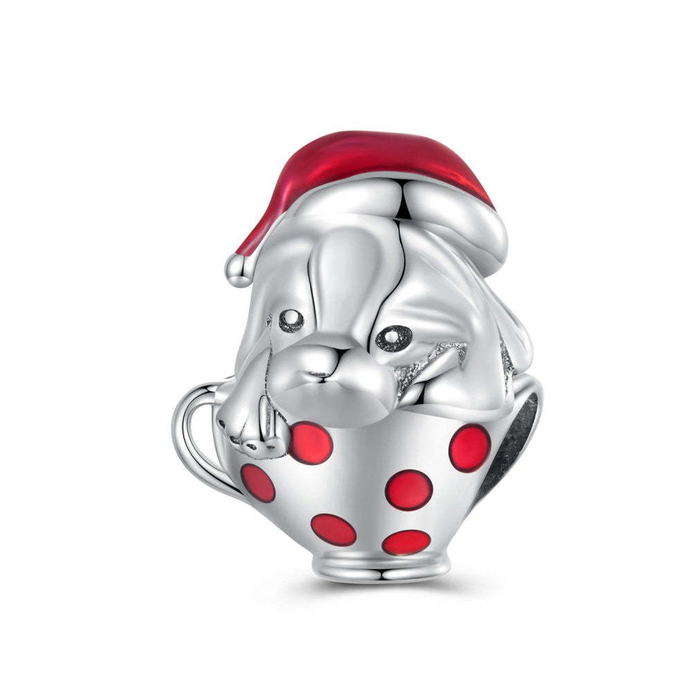 Ciondolo smaltato a forma di tazza da tè, regalo in argento sterling 925 per gli amanti degli animali dy1369