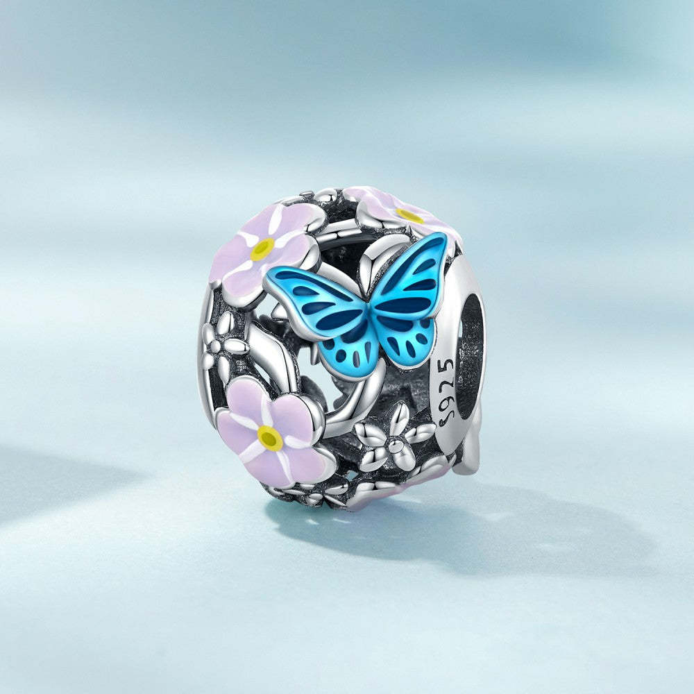 ciondolo a forma di farfalla fiore smaltato in argento sterling 925 dy1382