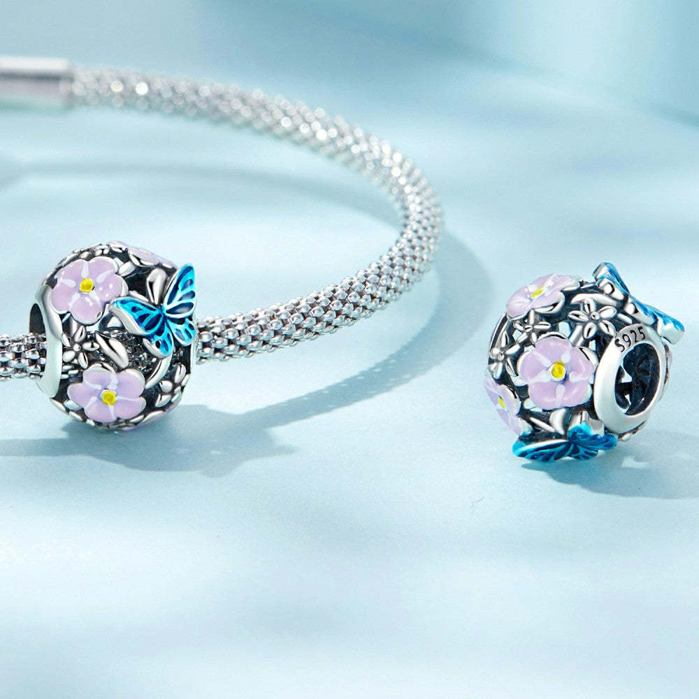 ciondolo a forma di farfalla fiore smaltato in argento sterling 925 dy1382