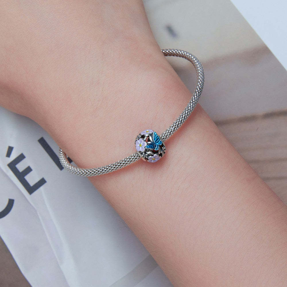 ciondolo a forma di farfalla fiore smaltato in argento sterling 925 dy1382