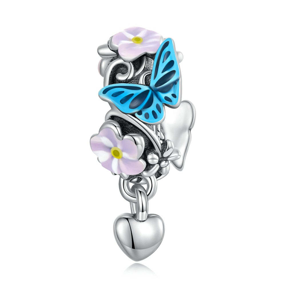 Ciondolo cuore smaltato a forma di fiore in argento sterling 925 dy1383