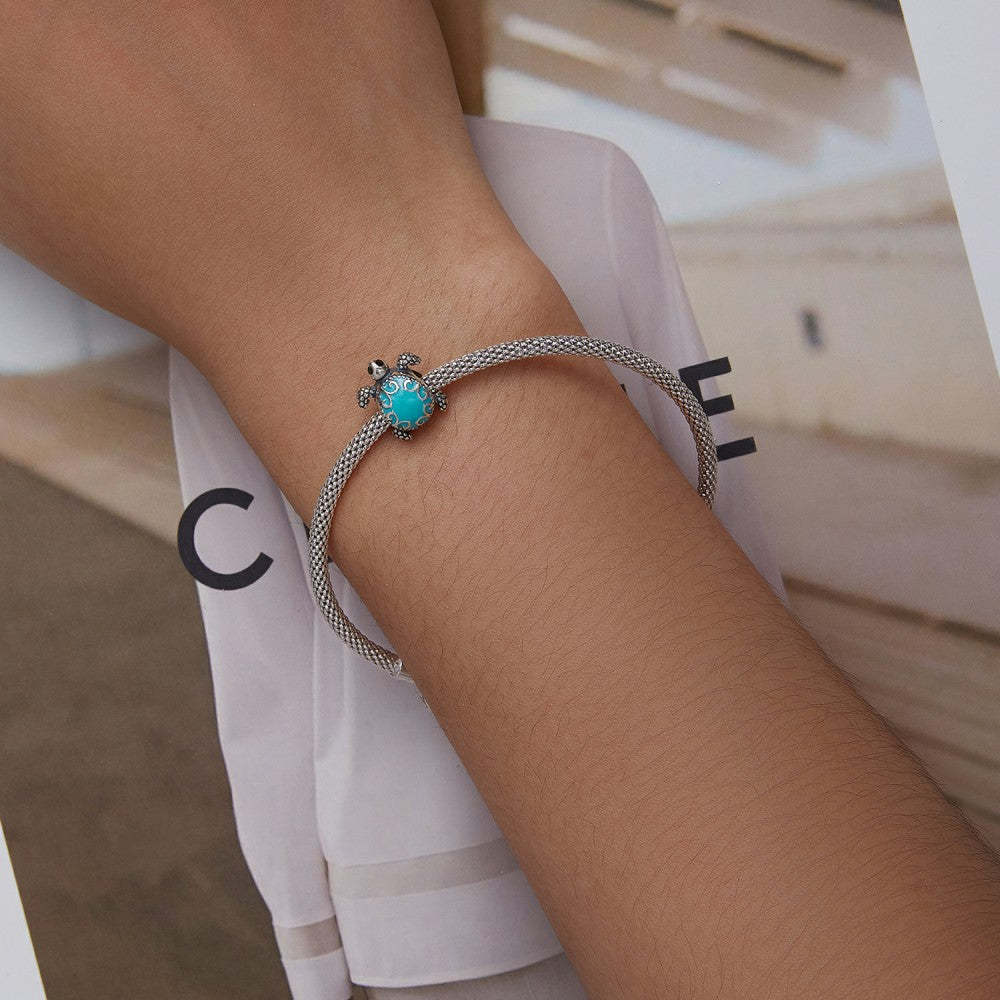 ciondolo in smalto longevità tartaruga marina in argento sterling 925 dy1389