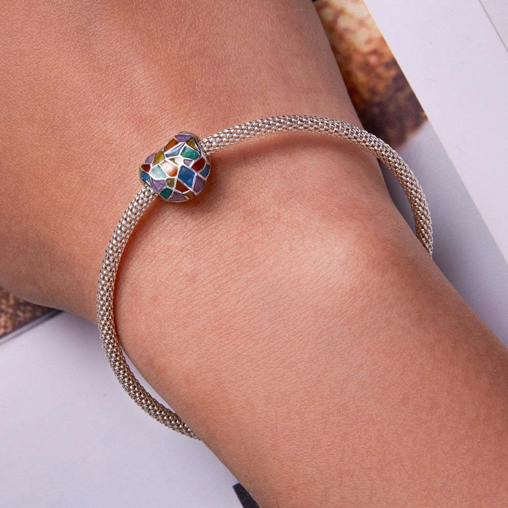 ciondolo a cuore in vetro colorato smaltato in argento sterling 925 dy1397