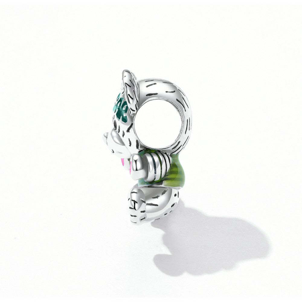 Ciondolo smaltato per bambola con orsetto neon in argento sterling 925 dy1399