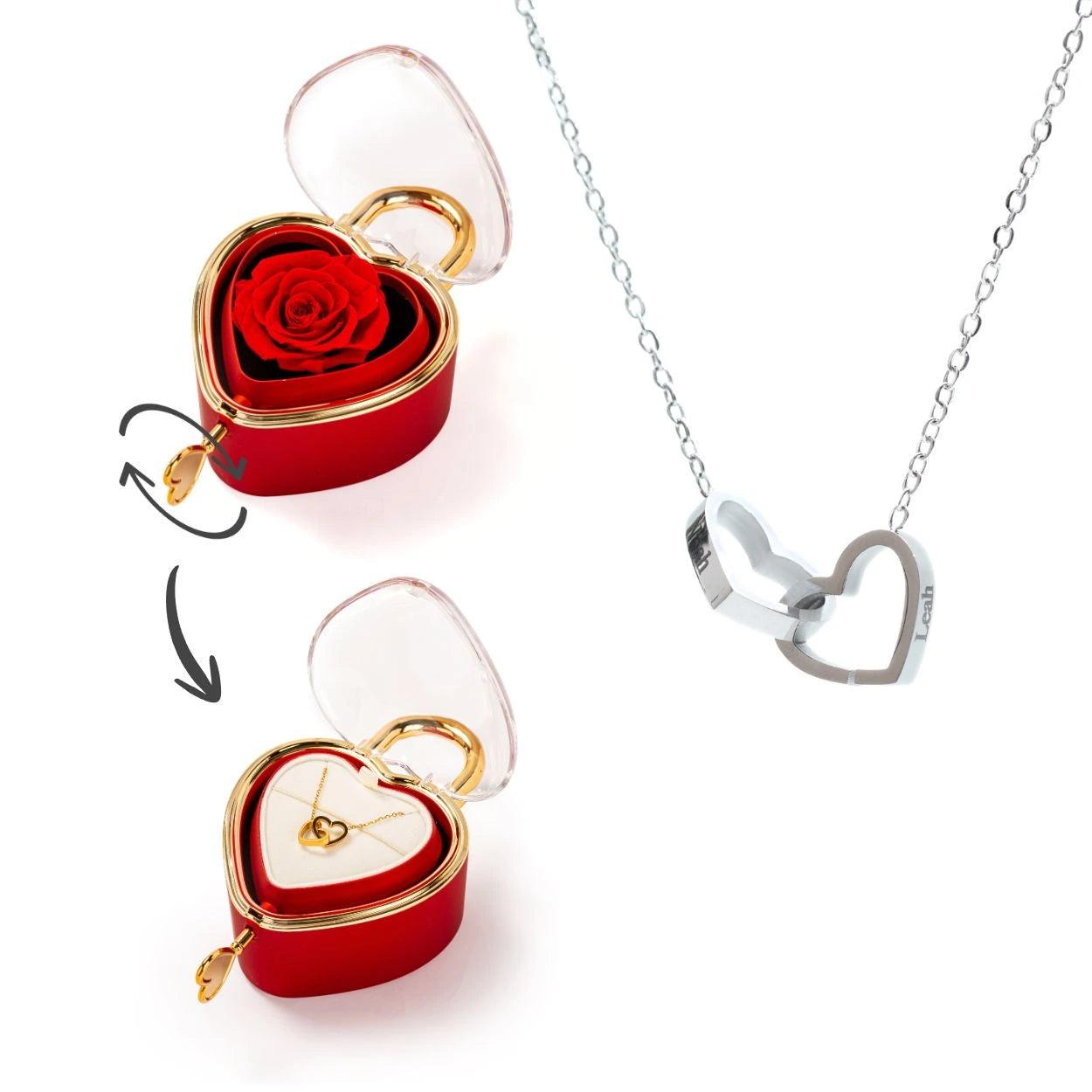 Confezione Regalo Con Cuore Con Lucchetto Eterno E Collana Con Cuore Inciso Personalizzato. Regalo Romantico Per Lei - soufeelit