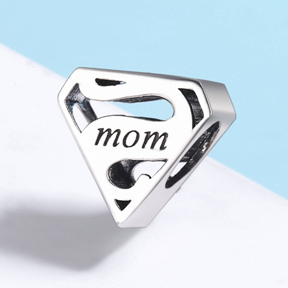 Ciondolo cara super mamma, regali per la festa della mamma in argento sterling 925 fj1421
