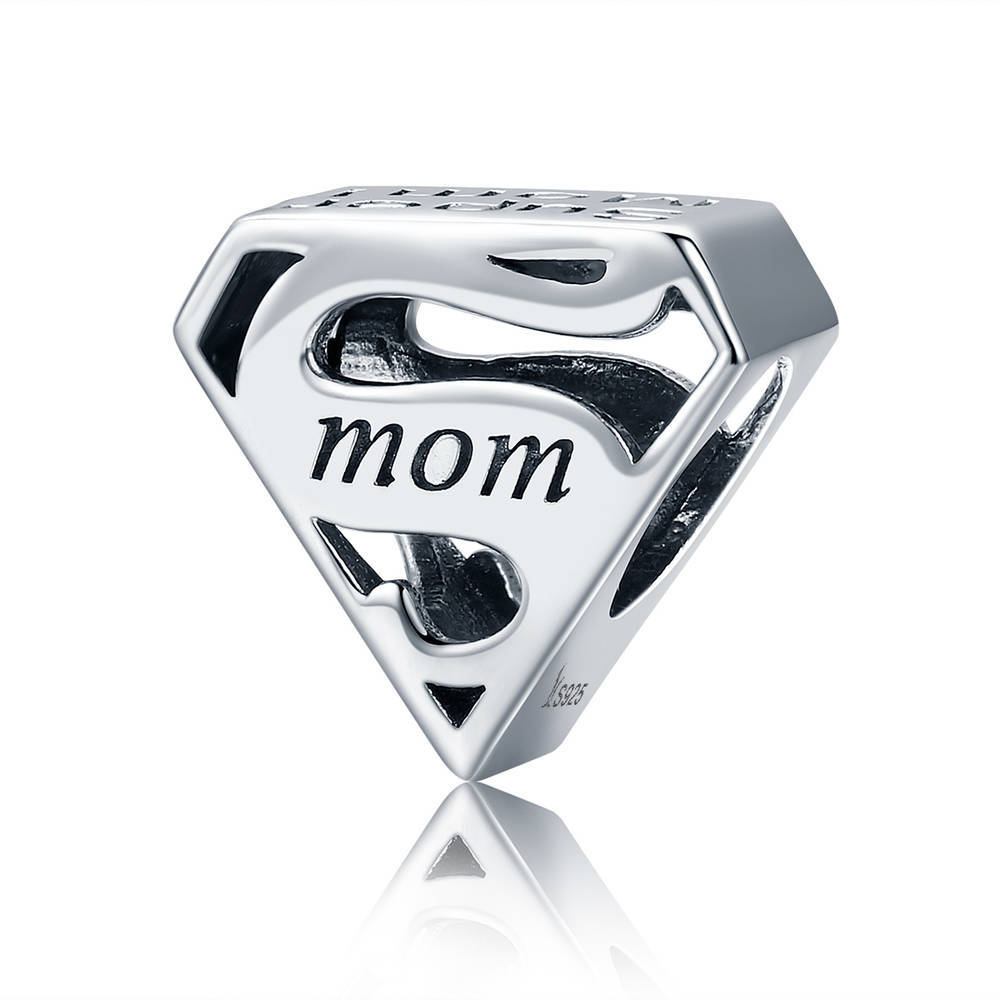 Ciondolo cara super mamma, regali per la festa della mamma in argento sterling 925 fj1421