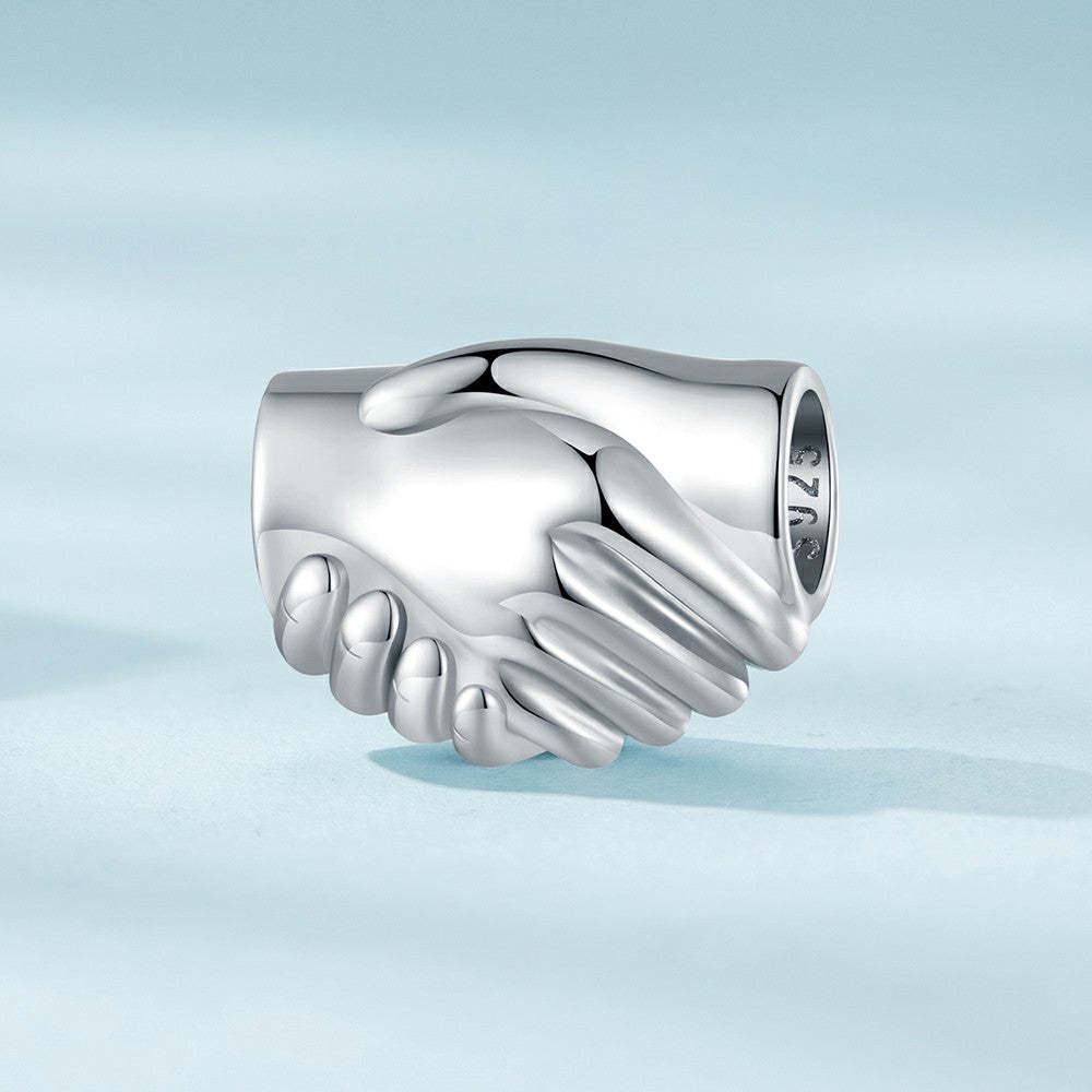 ciondolo stringere la mano in argento sterling 925 fj1429