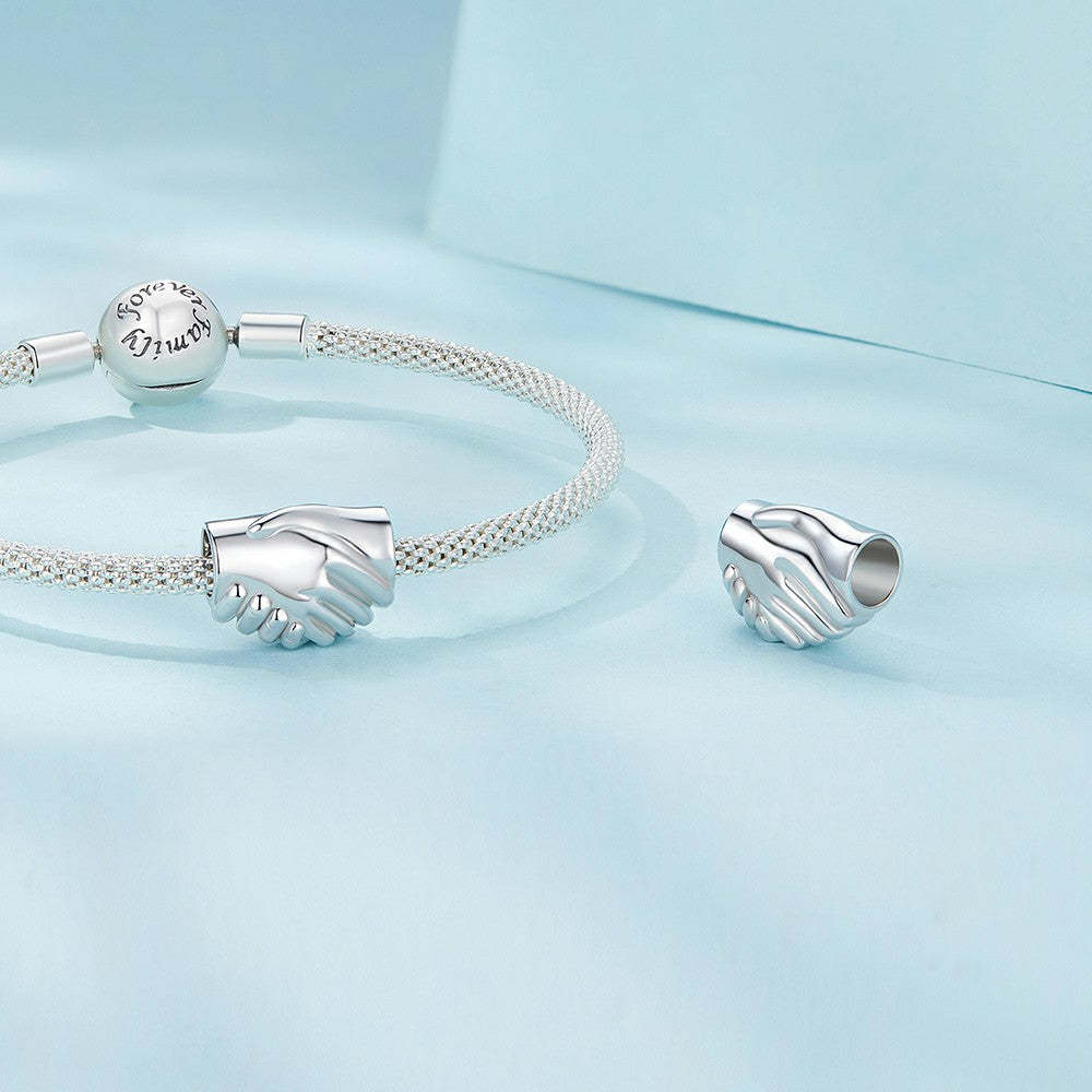 ciondolo stringere la mano in argento sterling 925 fj1429