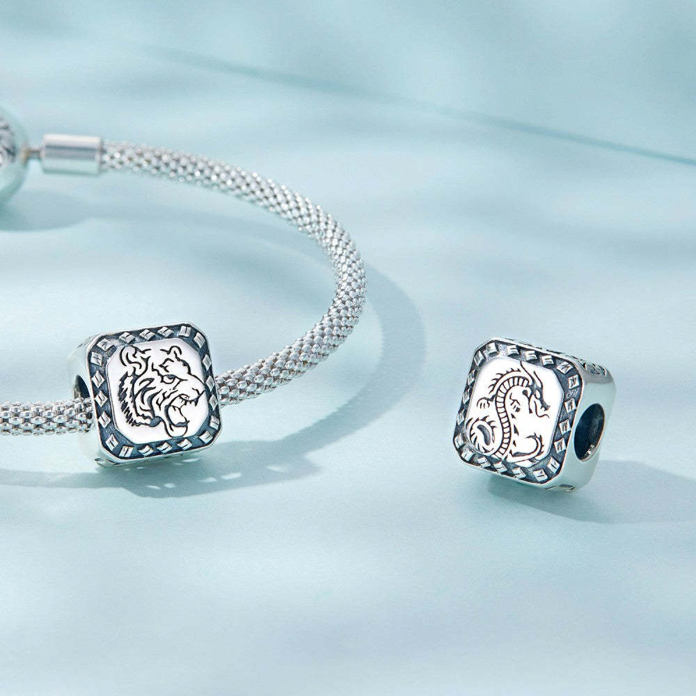 ciondolo unico tigre drago in argento sterling 925 fj1438