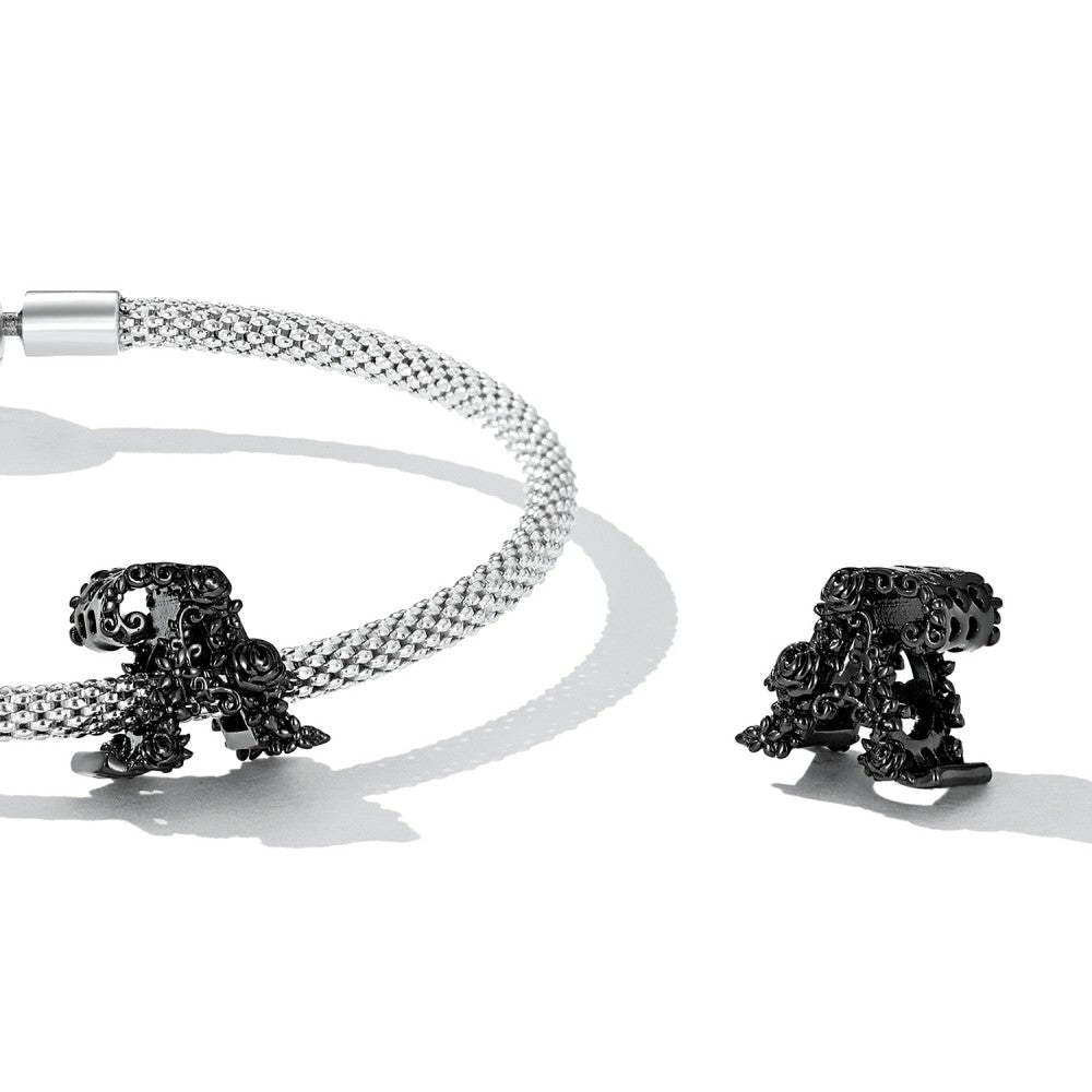 Ciondolo con lettere rosa scuro in argento sterling 925 fj1441