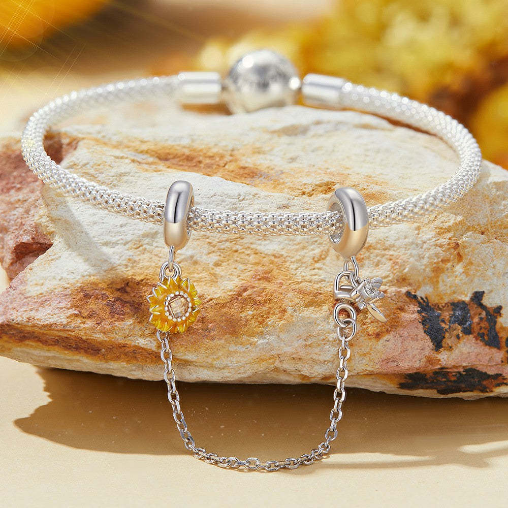 Catena con ciondolo di sicurezza libellula girasole in argento sterling 925 gsf1065