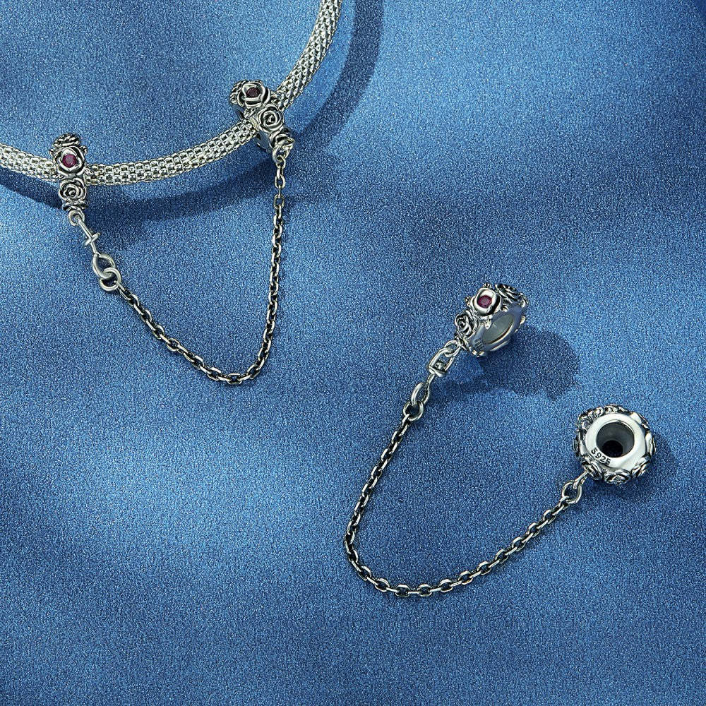 catena con ciondolo di sicurezza alla moda rosa argento sterling 925 gsf1071