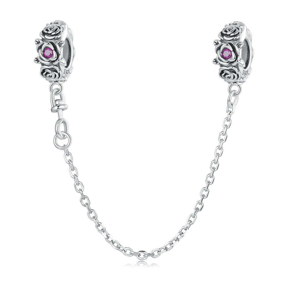 catena con ciondolo di sicurezza alla moda rosa argento sterling 925 gsf1071