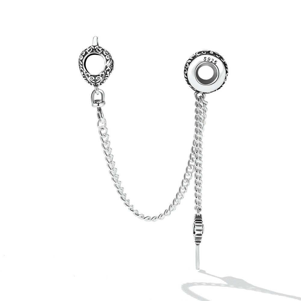 Catena con ciondolo di sicurezza con chiave e lucchetto a cuore, argento sterling 925 gsf1074