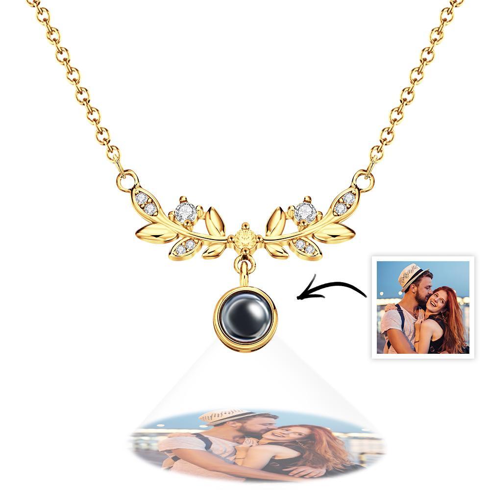 Collana Con Proiezione Di Foglie Di Alloro Immagine Personalizzata All'interno Del Ciondolo Gioielli Ricordo In Argento Sterling - soufeelit