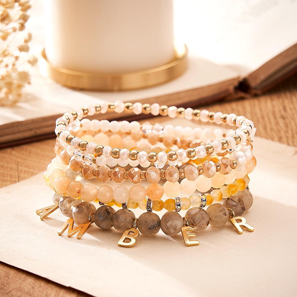 Bracciale Con Nome Personalizzato, Ciondolo Con Lettera, Regalo Da Spiaggia In Stile Bohémien Per Lei - soufeelit