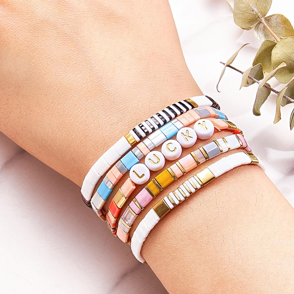 Elegante Braccialetto Con Perline Tila, Braccialetti Portafortuna, Regalo Per Le Donne - soufeelit