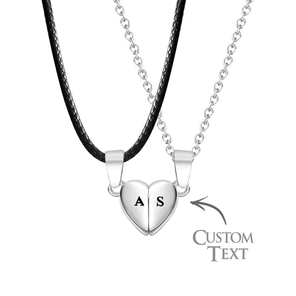 Collana A Catena Con Lettera Personalizzata Con Cuore Magnetico, Collana A Catena Per Coppie - soufeelit