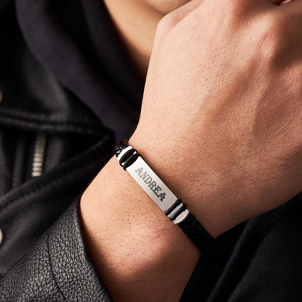Regalo Di Moda Per Bracciale Da Uomo Inciso Personalizzato Per Lui - soufeelit