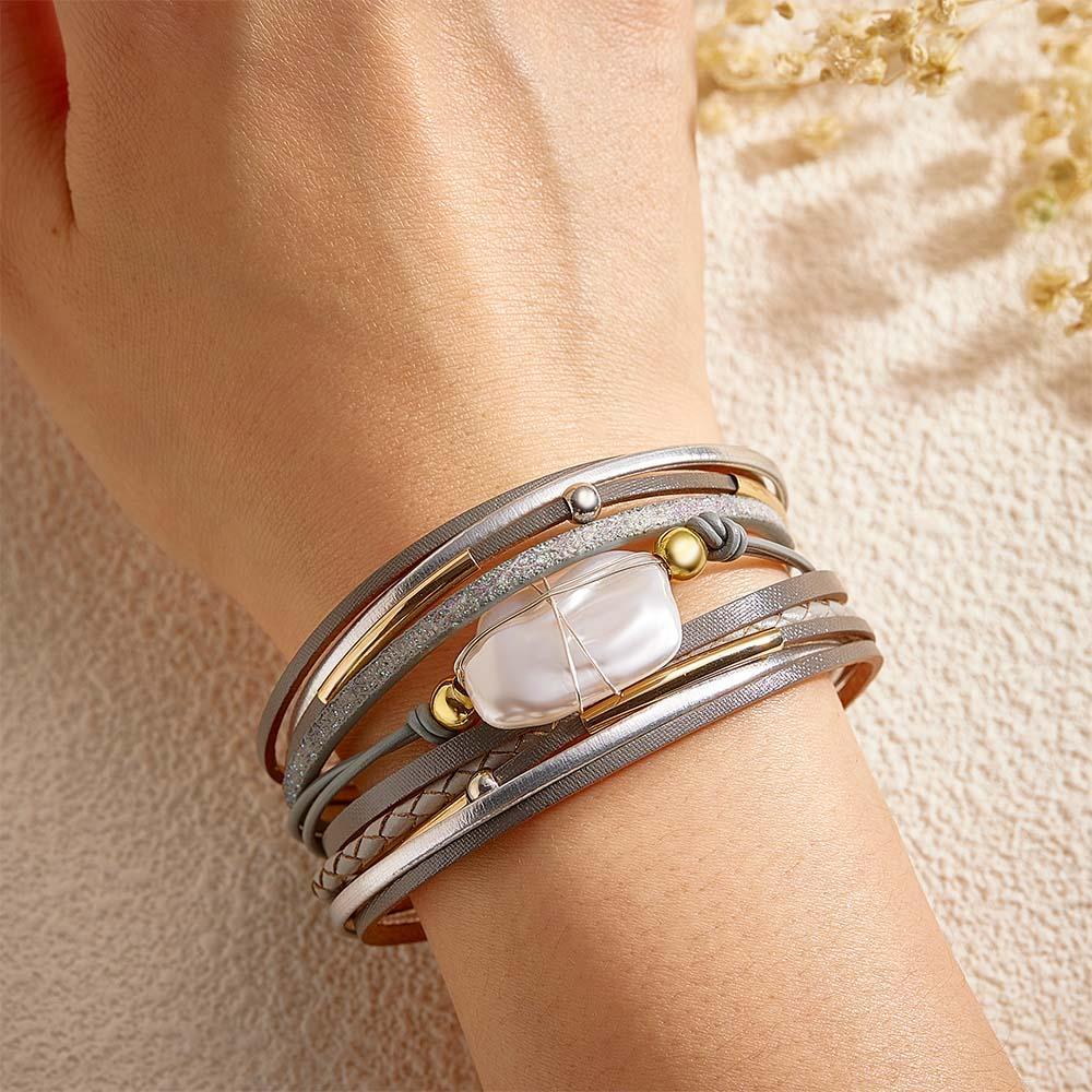 Bracciale In Pelle Con Nome Personalizzato, Avvolgente Barocco, Regalo Bohémien - soufeelit