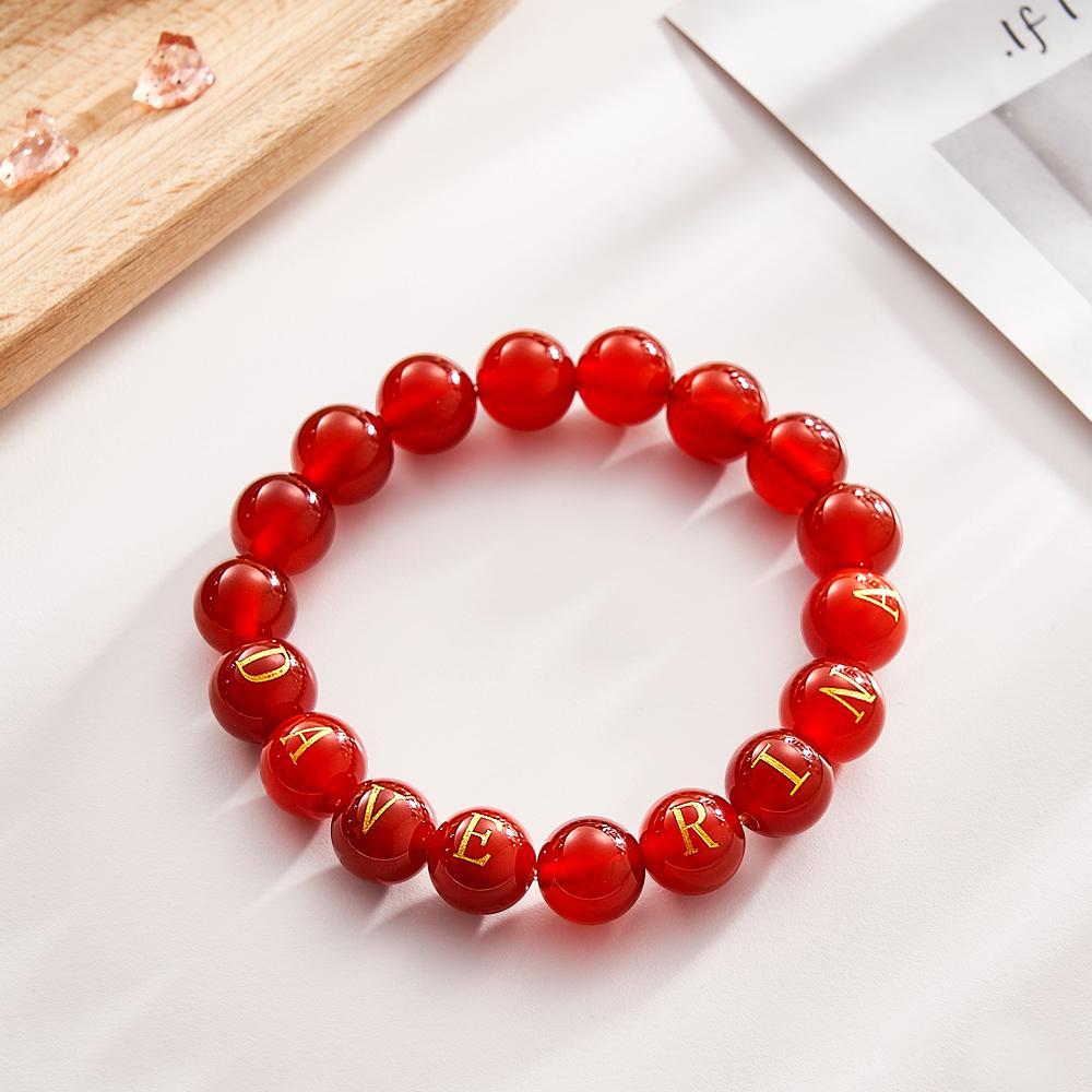 Bracciale Con Nome Personalizzato Bracciale Con Perline In Pietra Con Lettera Per Lei - soufeelit