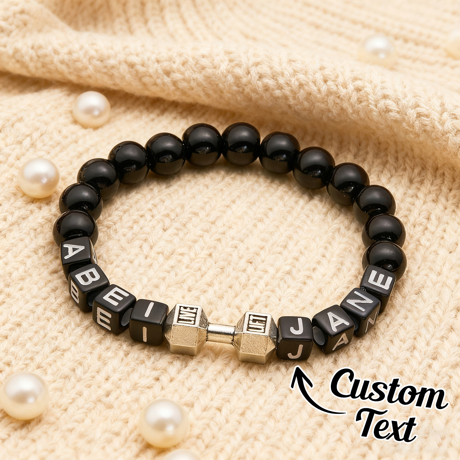 Braccialetto Fitness Personalizzato Con Manubri, Braccialetti Da Uomo Con Nome Personalizzato - soufeelit