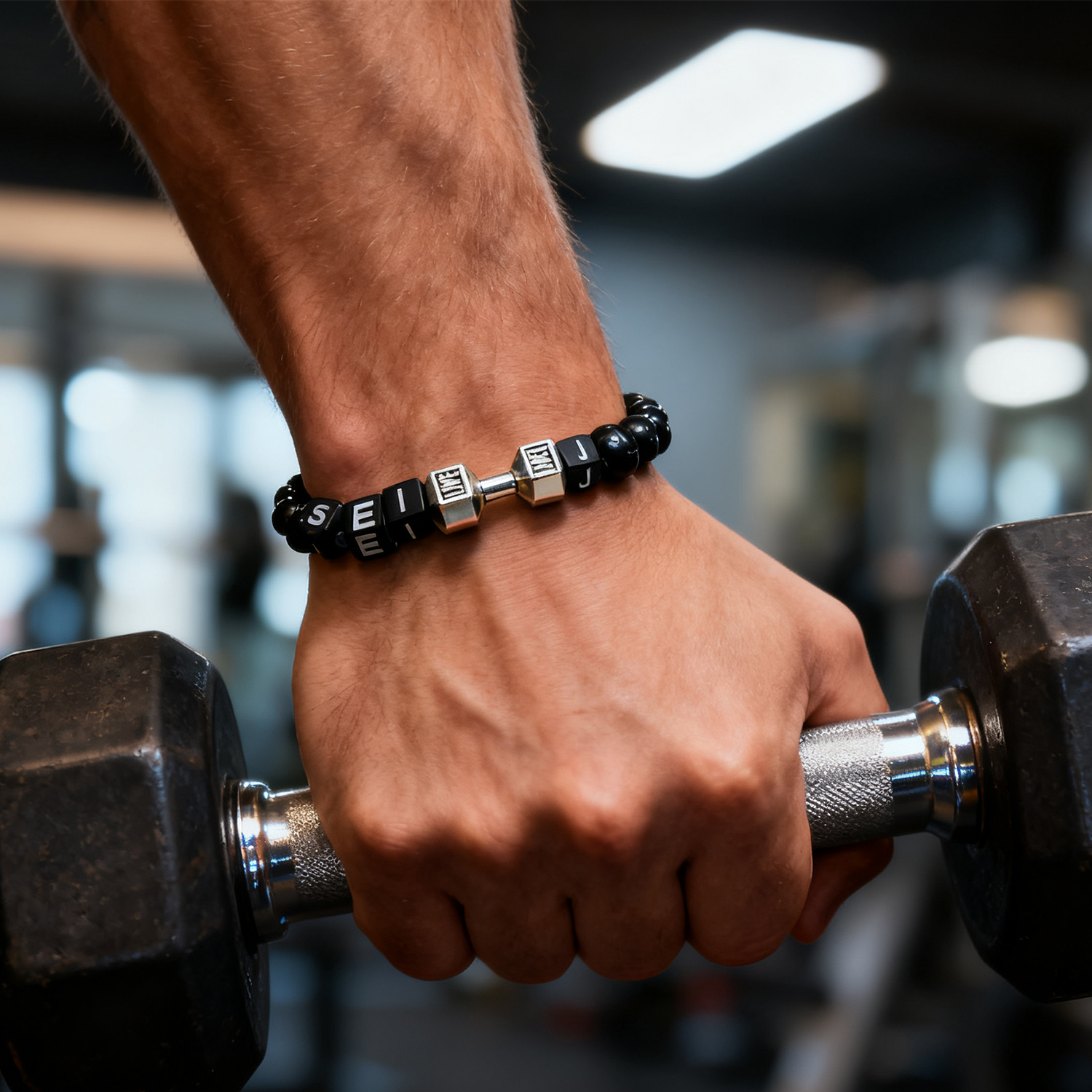 Braccialetto Fitness Personalizzato Con Manubri, Braccialetti Da Uomo Con Nome Personalizzato - soufeelit