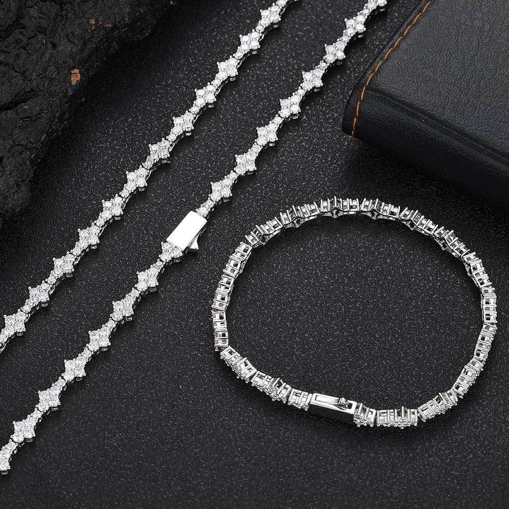 Bracciale Tennis Con Chiusura A Molla E Zirconi, Catena A Fila Singola - soufeelit