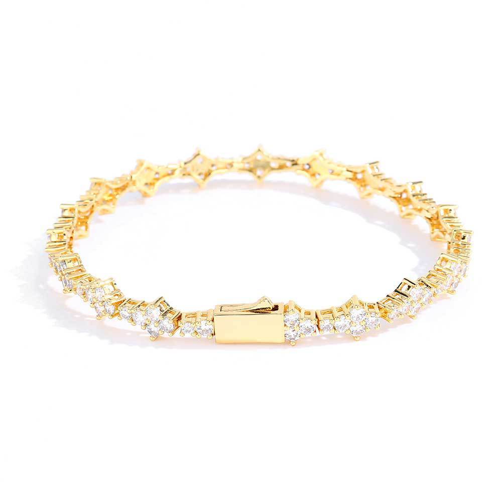 Bracciale Tennis Con Chiusura A Molla E Zirconi, Catena A Fila Singola - soufeelit