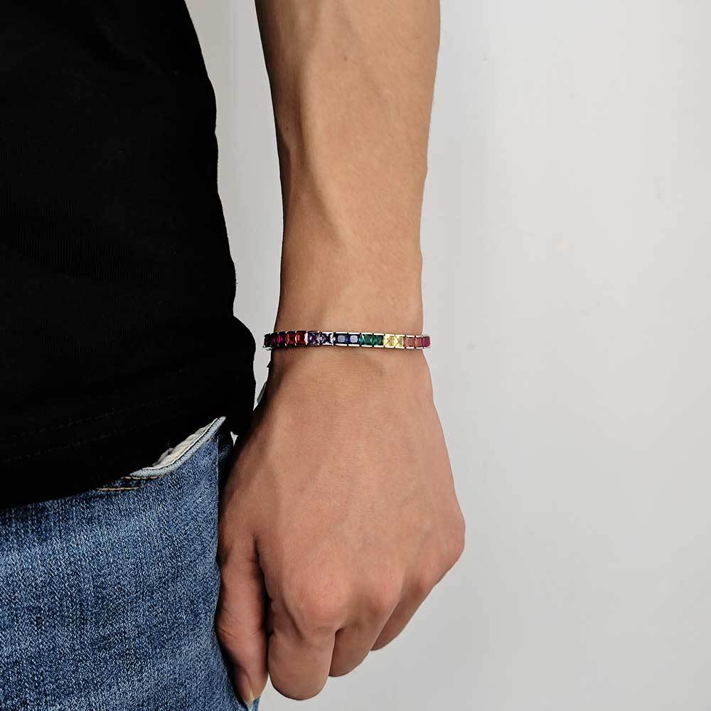 Bracciale Tennis Colorato Bracciale Quadrato Con Zirconi - soufeelit