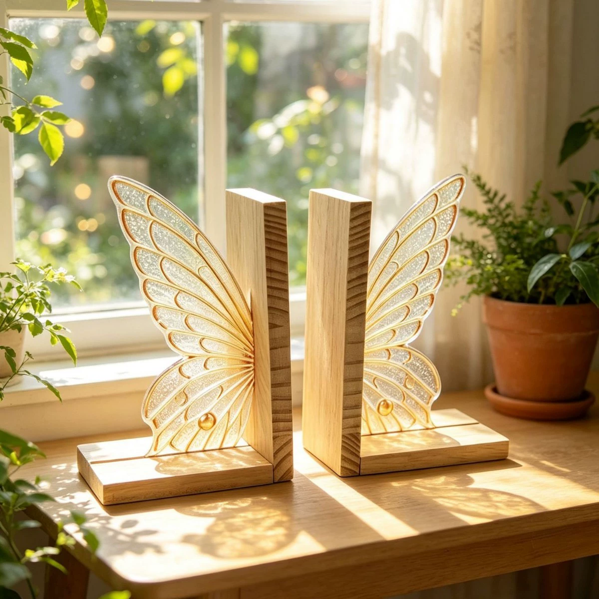 Fermalibri In Vetro Colorato Con Monstera, In Legno Di Noce, Decorazione Botanica Per Libri, Piante Tropicali, Complemento D'arredo Per Libreria, Regalo Per Amanti Dei Libri, Regalo Per L'inaugurazione Della Casa. - soufeelit