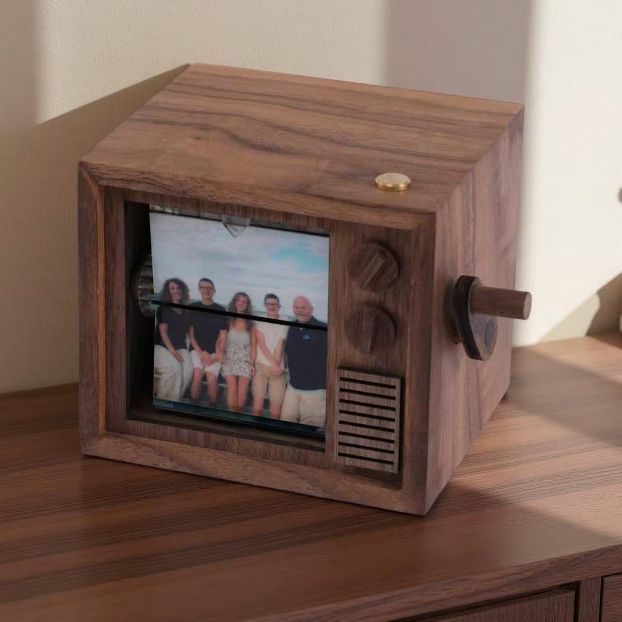 Macchina Per L'animazione Di Foto Flipbook Tv Personalizzate, Meccanica, A Manovella, Con Scatola Flipbook Leggera In Noce Nero, Regali Di Natale - soufeelit