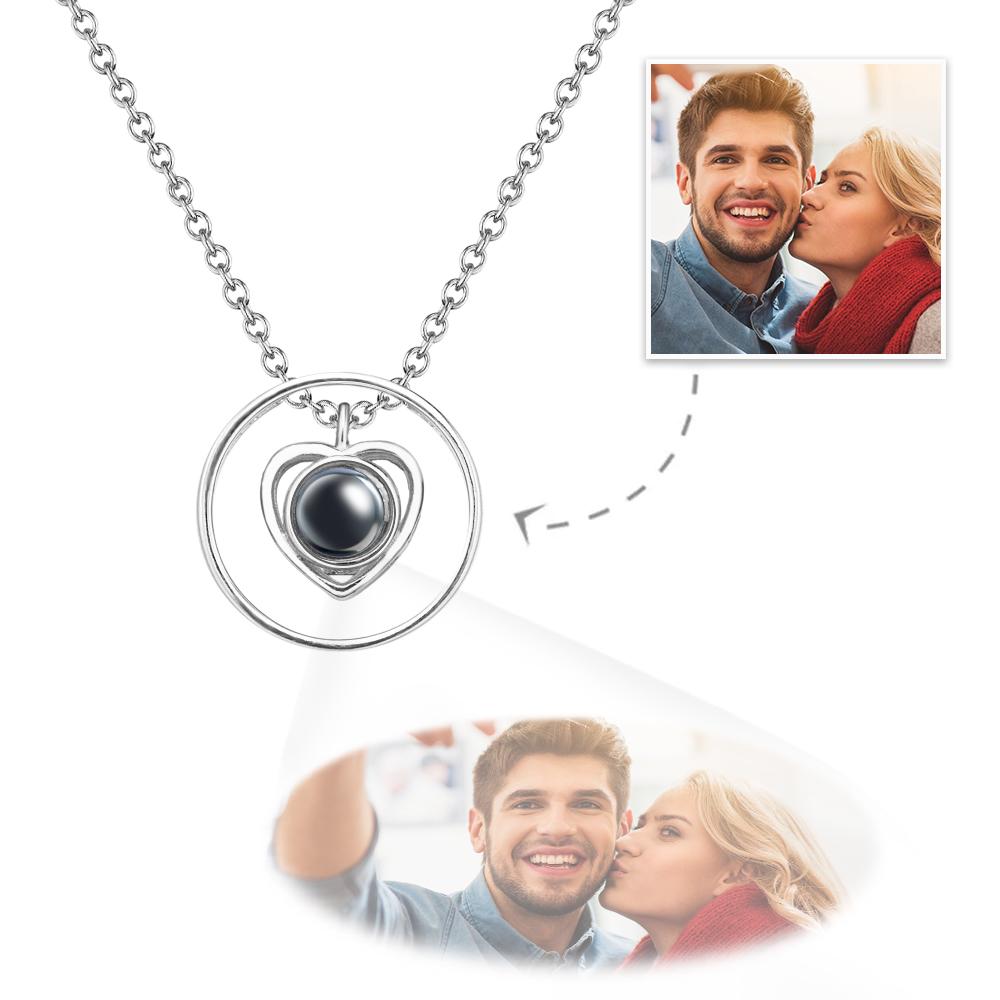 Collana Con Proiezione Personalizzata Cuore Oscillante Regalo Semplice Per Lei - soufeelit