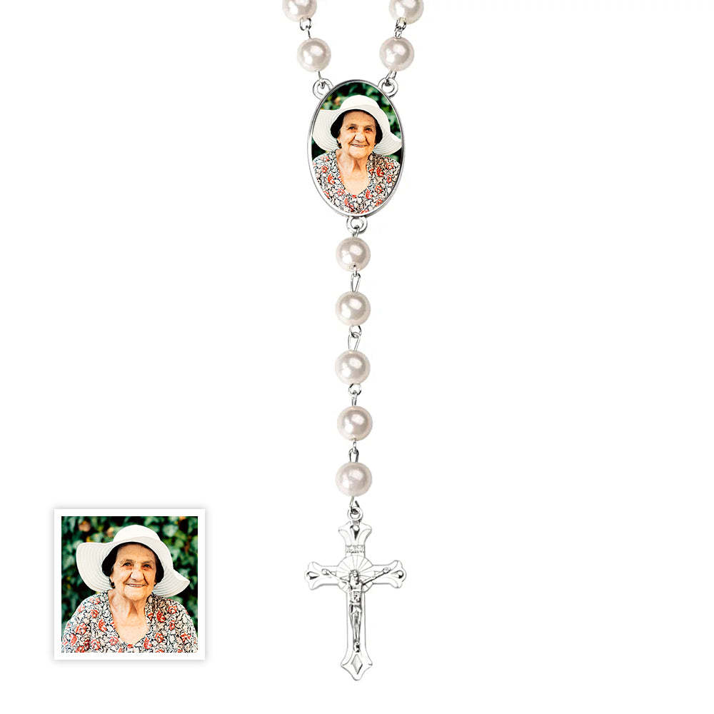 Collana Personalizzata Con Rosario Personalizzato, Croce Multicolore, Collana Personalizzata Con Foto, Regalo Commemorativo Per Le Donne - soufeelit