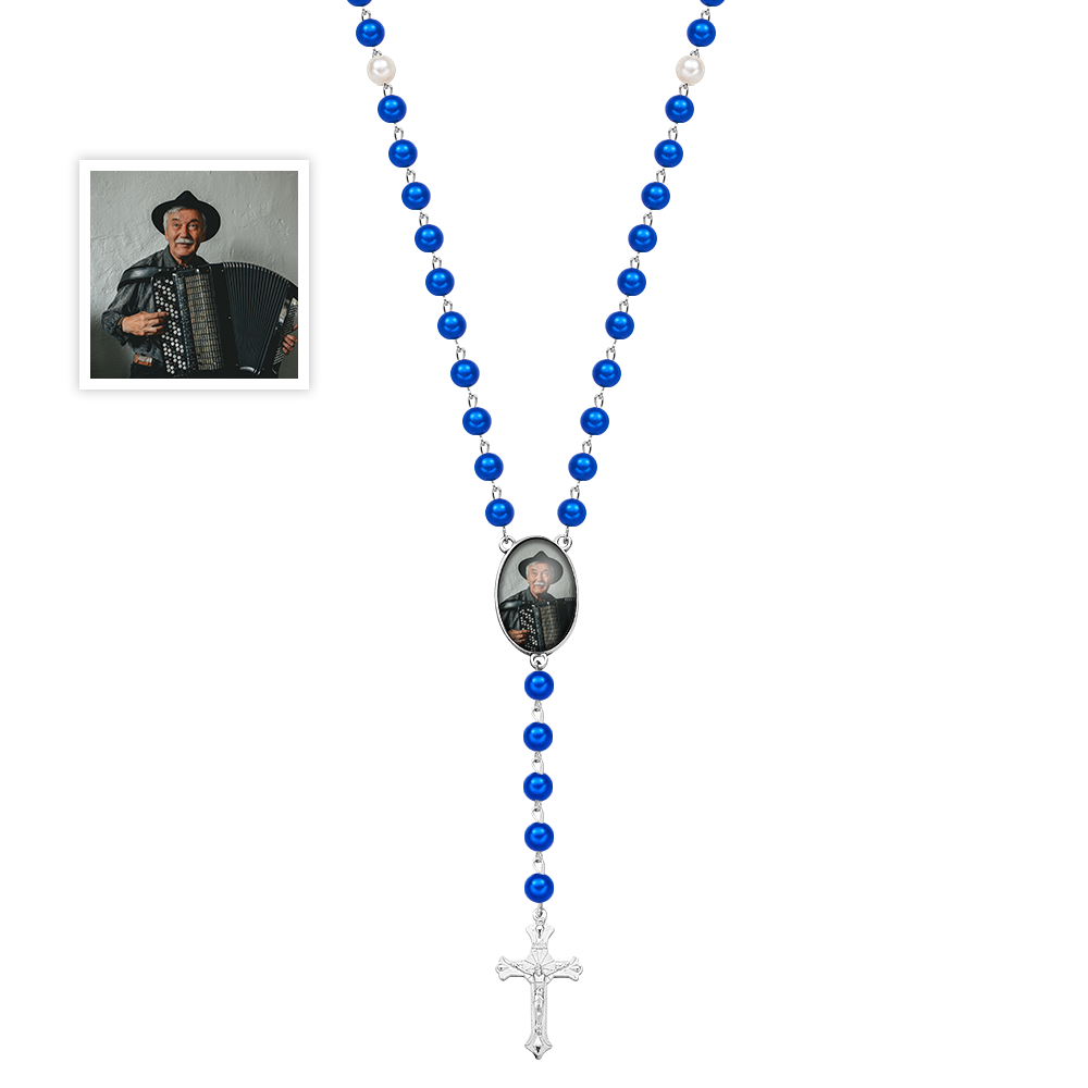 Collana Personalizzata Con Rosario Personalizzato, Croce Multicolore, Collana Personalizzata Con Foto, Regalo Commemorativo Per Le Donne