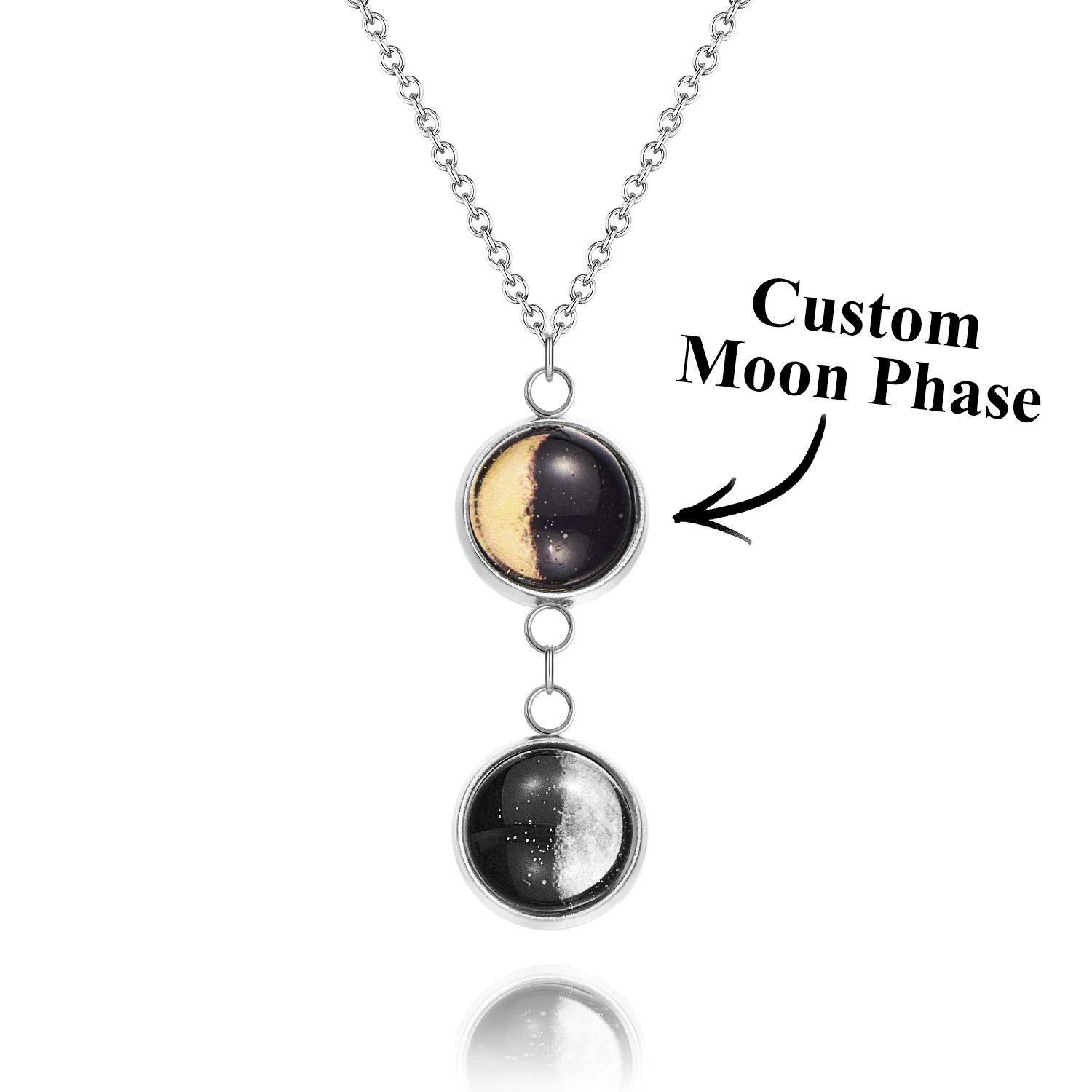 Collana Luminosa Personalizzata Con Doppia Fase Lunare, Regalo Per Lei - soufeelit