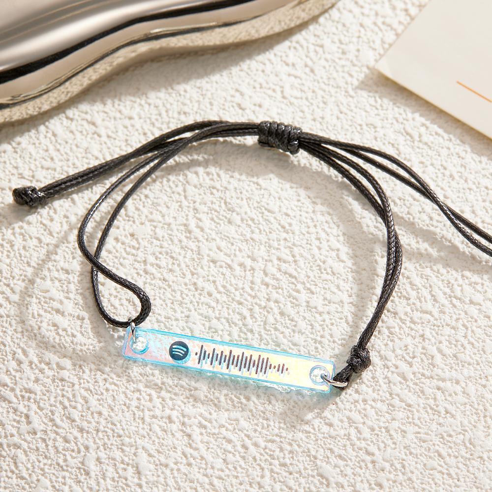 Codice Spotify Scansionabile Bracciale Di Colore Sfumato Trasparente Bracciale Regolabile Con Placca Acrilica Colorata Laser Musicale Personalizzato Regalo Per Lui - soufeelit