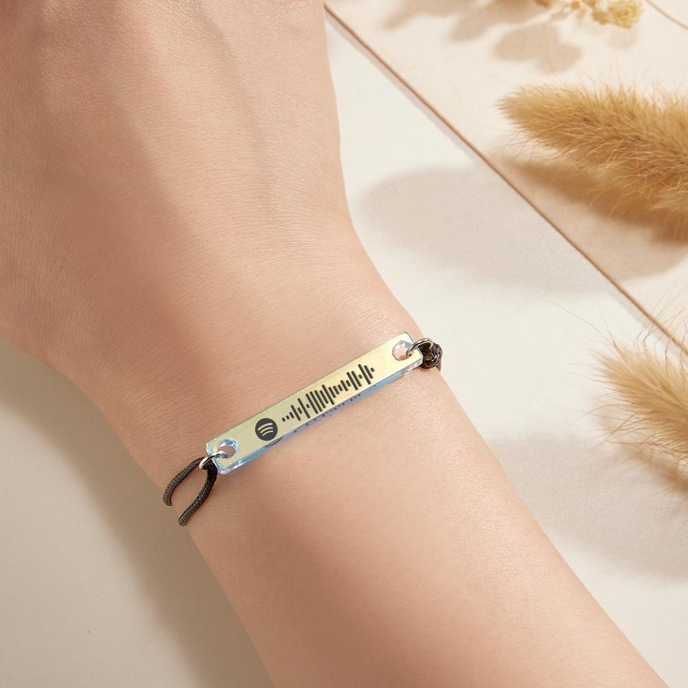 Codice Spotify Scansionabile Bracciale Di Colore Sfumato Trasparente Bracciale Regolabile Con Placca Acrilica Colorata Laser Musicale Personalizzato Regalo Per Lui - soufeelit