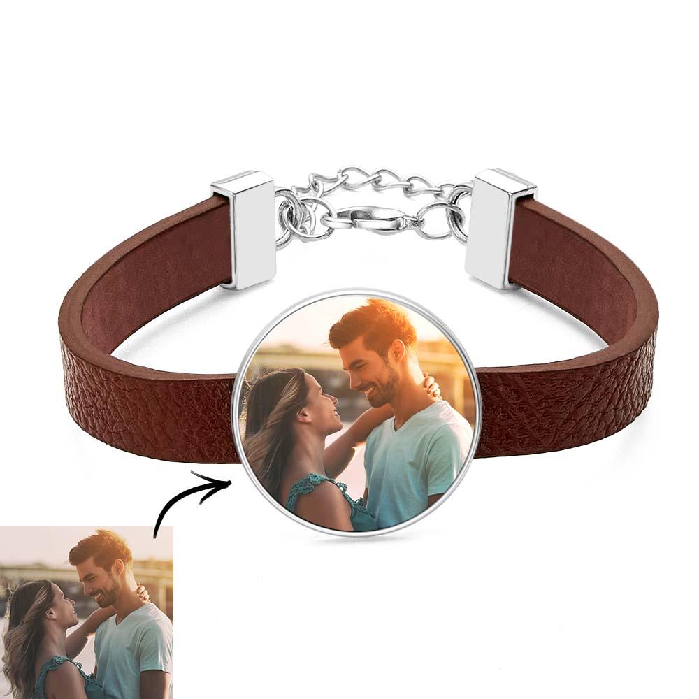 Bracciale In Pelle Con Foto Retrò Con Testo Bracciale Da Uomo, Regalo Per La Festa Del Papà - soufeelit